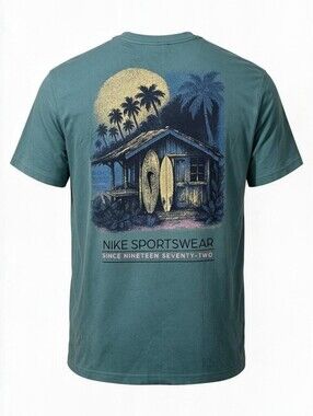 Nike Men's Teal Surf Graphic Short Sleeve Tee, Size Medium, New